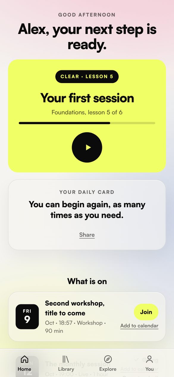 Inside the expansion works® app on a phone